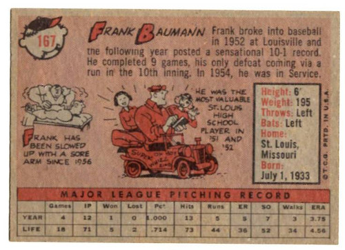 1958 Topps, Baseball Cards, Topps, Frank Baumann, Red Sox