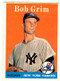 1958 Topps, Baseball Cards, Topps, Bob Grim, Yankees