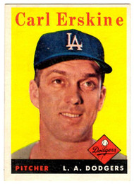 1958 Topps, Baseball Cards, Topps, Carl Erskine, Dodgers