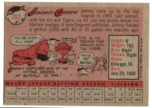 1958 Topps, Baseball Cards, Topps, Johnny Groth, Tigers