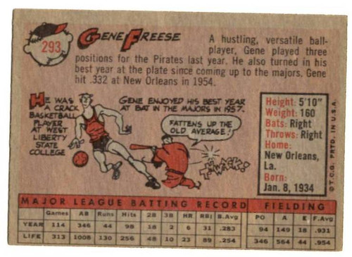 1958 Topps, Baseball Cards, Topps, Gene Freese, Pirates
