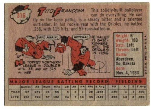 1958 Topps, Baseball Cards, Topps, Tito Francona, White Sox
