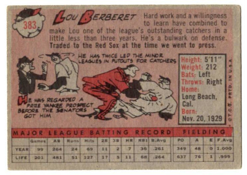 1958 Topps, Baseball Cards, Topps, Lou Berberet, Red Sox