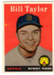 1958 Topps, Baseball Cards, Topps, Bill Taylor, Tigers