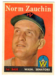 1958 Topps, Baseball Cards, Topps, Norm Zauchin, Senators