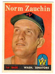 1958 Topps, Baseball Cards, Topps, Norm Zauchin, Senators
