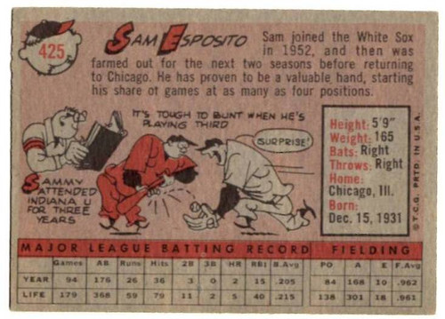 1958 Topps, Baseball Cards, Topps, Sam Esposito, White Sox
