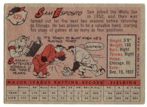 1958 Topps, Baseball Cards, Topps, Sam Esposito, White Sox
