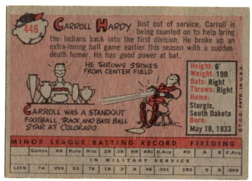 1958 Topps, Baseball Cards, Topps, Carroll Hardy, Indians, Short Print