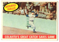 1959 Topps, Baseball Cards, Topps, Rocky Colavito, Baseball Thrills, Indians, Colavito's Great Catch