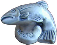 Pewter R Fish Cab Knob