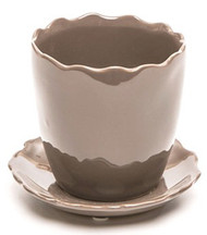 3.9" Brn Planter/saucer