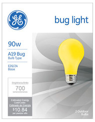 Ge 2pk 90w Yel Bug Bulb