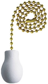 12" Wht Knob Pull Chain