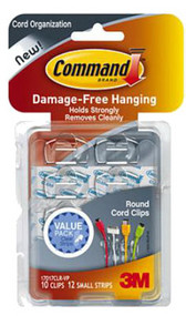 10pk Clr Rnd Cord Clip