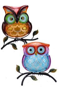 12" Glas/mtl Owl Statue
