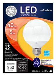 Ge 5w Wht G25 Led Bulb