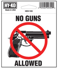 4x4 Adhes No Guns Sign