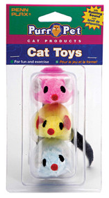 3pk Felt Mice Cat Toy