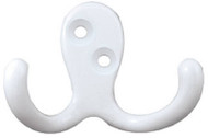 Wht Dbl Prong Robe Hook
