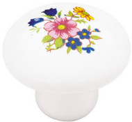 1-3/8"wht Flw Rnd Knob
