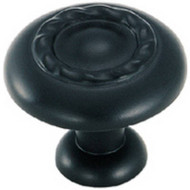 1-1/4"flt Blk Rope Knob