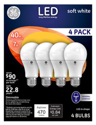 Ge 4pk 7w Wht A19 Bulb