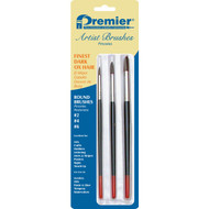 Premier Z-Pro Assorted Dark Ox Hair Round Artist Brushes (3 Pieces)