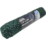 Do it Best 1/4 In. x 100 Ft. Green Double Braided Polypropylene Packaged Rope