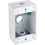Bell Single-Gang 1/2 In. 3-Outlet White Aluminum Weatherproof Outdoor Outlet Box  Shrink Wrapped