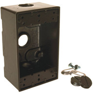 Bell Single-Gang 1/2 In. 3-Outlet Bronze Aluminum Weatherproof Outdoor Outlet Box  Shrink Wrapped