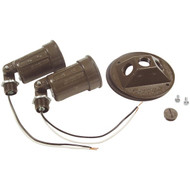 Bell 150W Aluminum Round Double Bronze Weatherproof Outdoor Lampholder with Cover  Carded