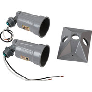 Bell 150W Aluminum Rectangle Double Gray Weatherproof Outdoor Lampholder with Cover  Carded