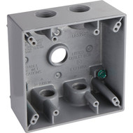 Bell 2-Gang 1/2 In. 5-Outlet Gray Aluminum Weatherproof Outdoor Outlet Box  Shrink Wrapped