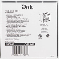 Bell 2-Gang 1/2 In. 5-Outlet White Aluminum Weatherproof Outdoor Outlet Box  Shrink Wrapped