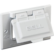 Bell Single Gang Rectangular Aluminum White GFCI Outdoor Box Cover