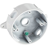 Bell 4 In. 5-Outlet 1/2 In. White Weatherproof Outdoor Round Box  Shrink Wrapped