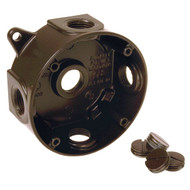 Bell 4 In. 5-Outlet 1/2 In. Bronze Weatherproof Outdoor Round Box  Shrink Wrapped