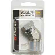 Apache 1/2 In. Male Pipe x 1/2 In. Female Pipe Swivel 45 Deg. Hydraulic Hose Adapter