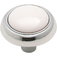 Amerock Everyday Heritage Round White / Polished Chrome Cabinet Knob
