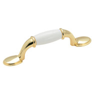 Amerock Everyday Heritage 3 in. White/Polished Brass Cabinet Drawer Pull