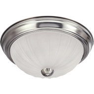 Home Impressions 13 In. Brushed Nickel Incandescent Flush Mount Ceiling Light Fixture with Frosted Melon Glass