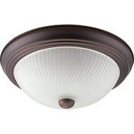 Home Impressions 13 In. Oil Rubbed Bronze Incandescent Flush Mount Ceiling Light Fixture with Frosted Swirl Glass