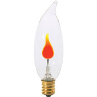 Satco 3W Clear Candelabra Base CA8 Incandescent Bent Tip Flicker Flame Light Bulb