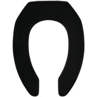 Mayfair Commercial STA-TITE Elongated Open Front Black Molded Plastic Toilet Seat