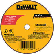 DEWALT HP Type 1 4 In. x 1/16 In. x 1/4 In. Metal/Stainless Cut-Off Wheel