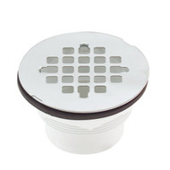Jones Stephens 2 In. PVC Solvent Weld Shower Drain with 4-1/4 In. Stainless Steel Strainer