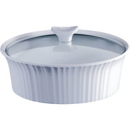 Corningware 2-1/2 Qt. Stoneware French White Round Covered Casserole Dish