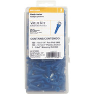 Hillman #10 - #12 Thread x 1 In. Pan Phillips Head Blue Plastic Anchor Kit