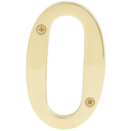 Hy-Ko 4 In. Polished Brass House Number Zero